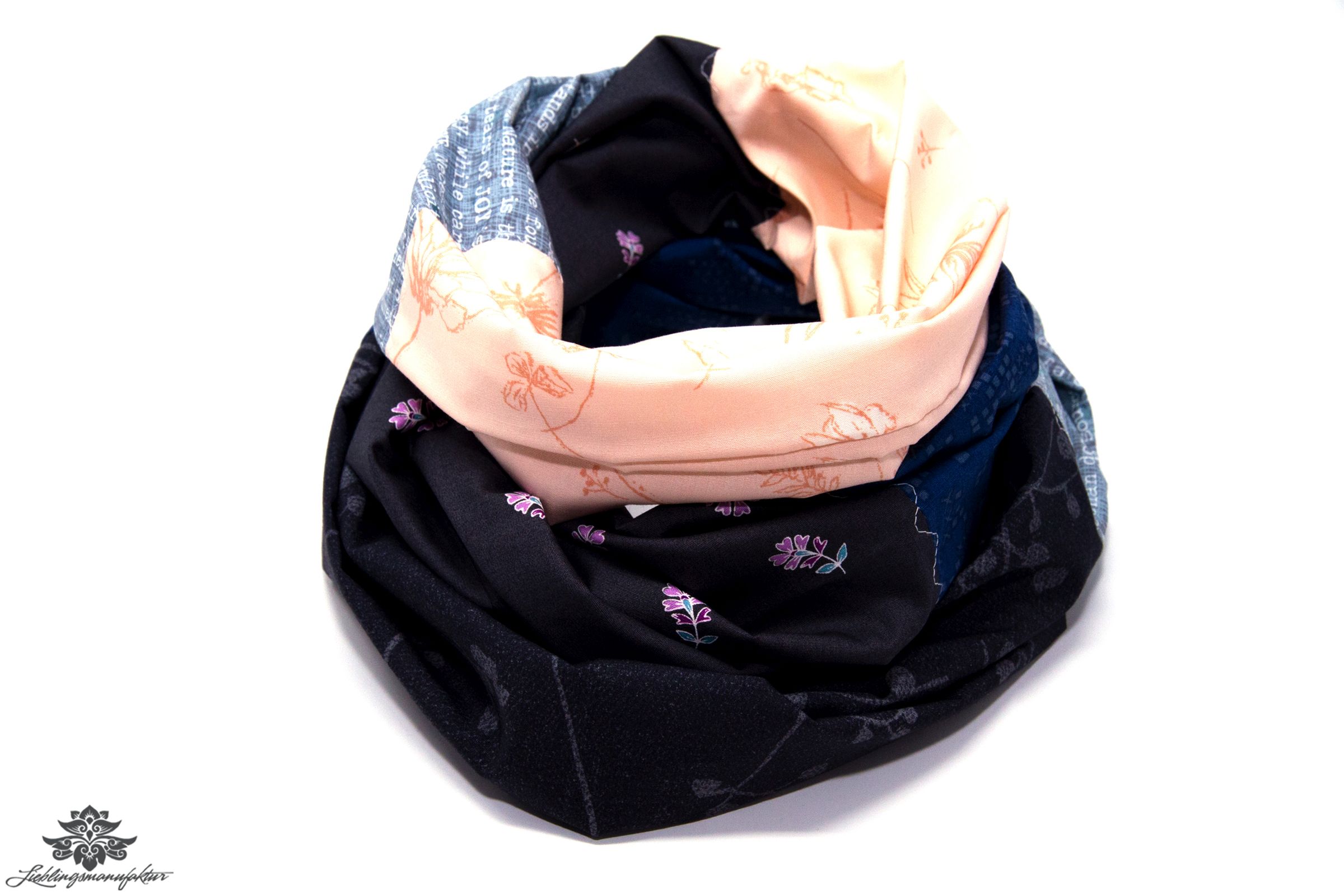 Kleidung aufpeppen Farbe Loop Schal rosa schwarz grau