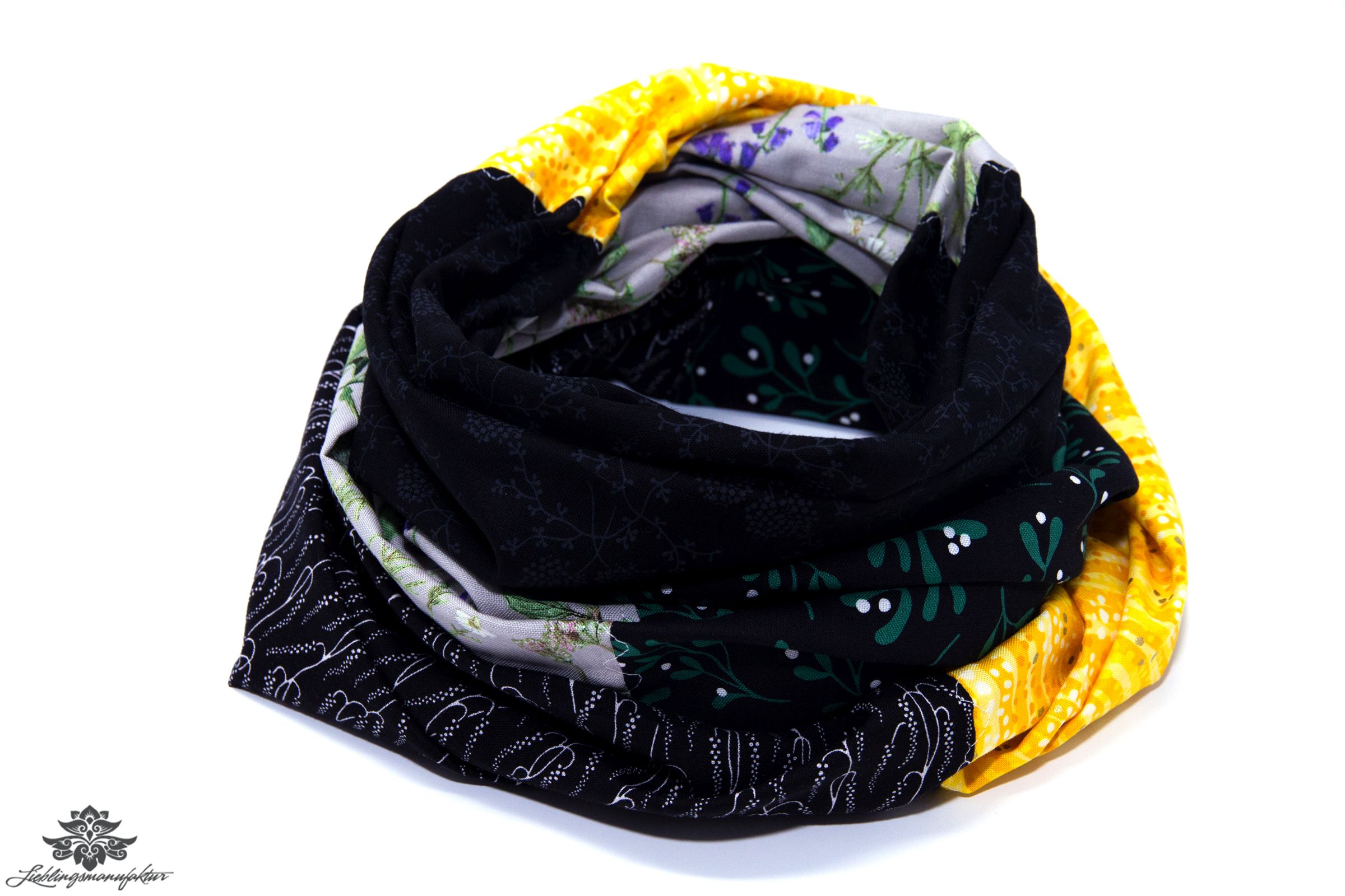 Loop Schal Tuch gelb grau schwarz
