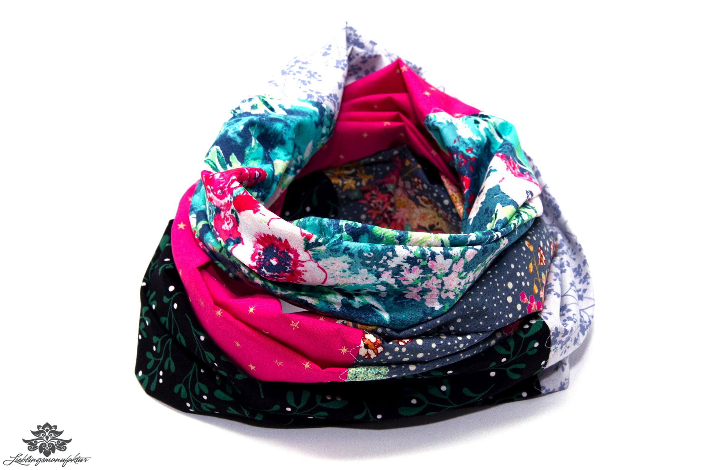 Loop Schal bunt pink petrol grau