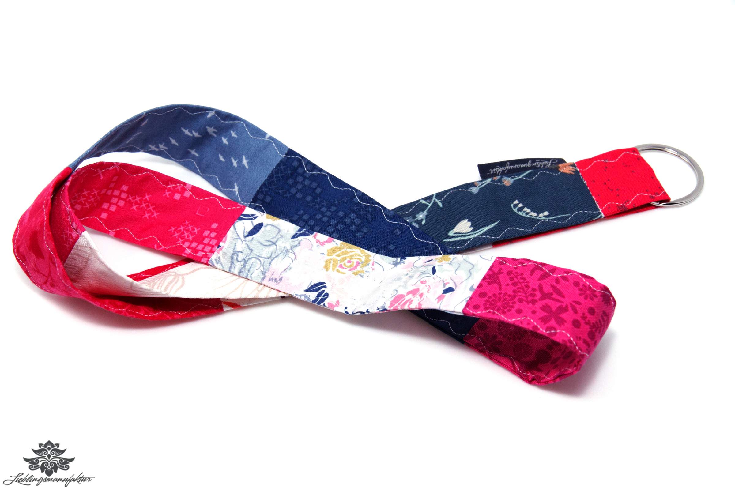 Patchwork Schlüsselband Farbe pink blau