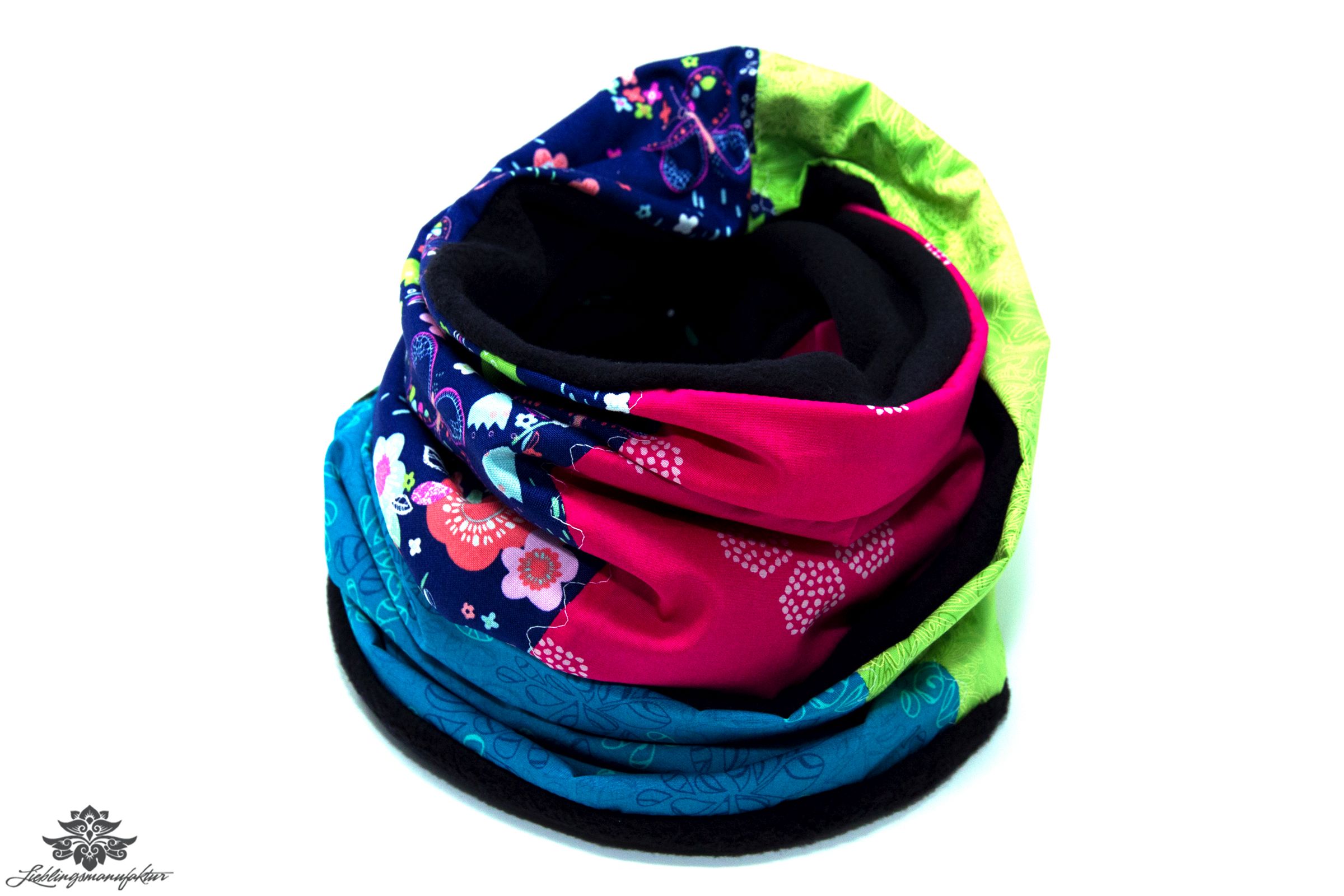 Bunter Schal pink blau