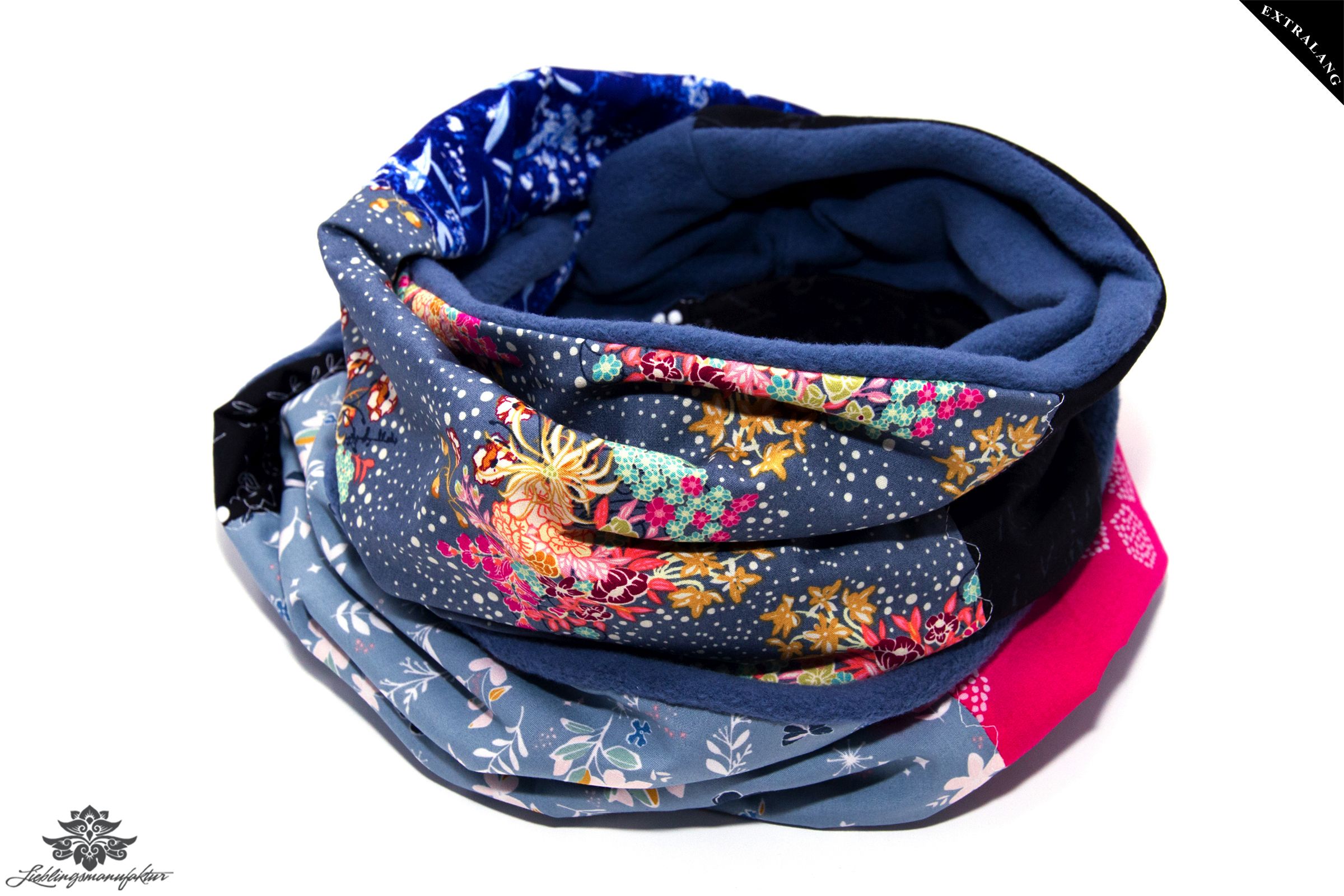 Schal pink blau schwarz