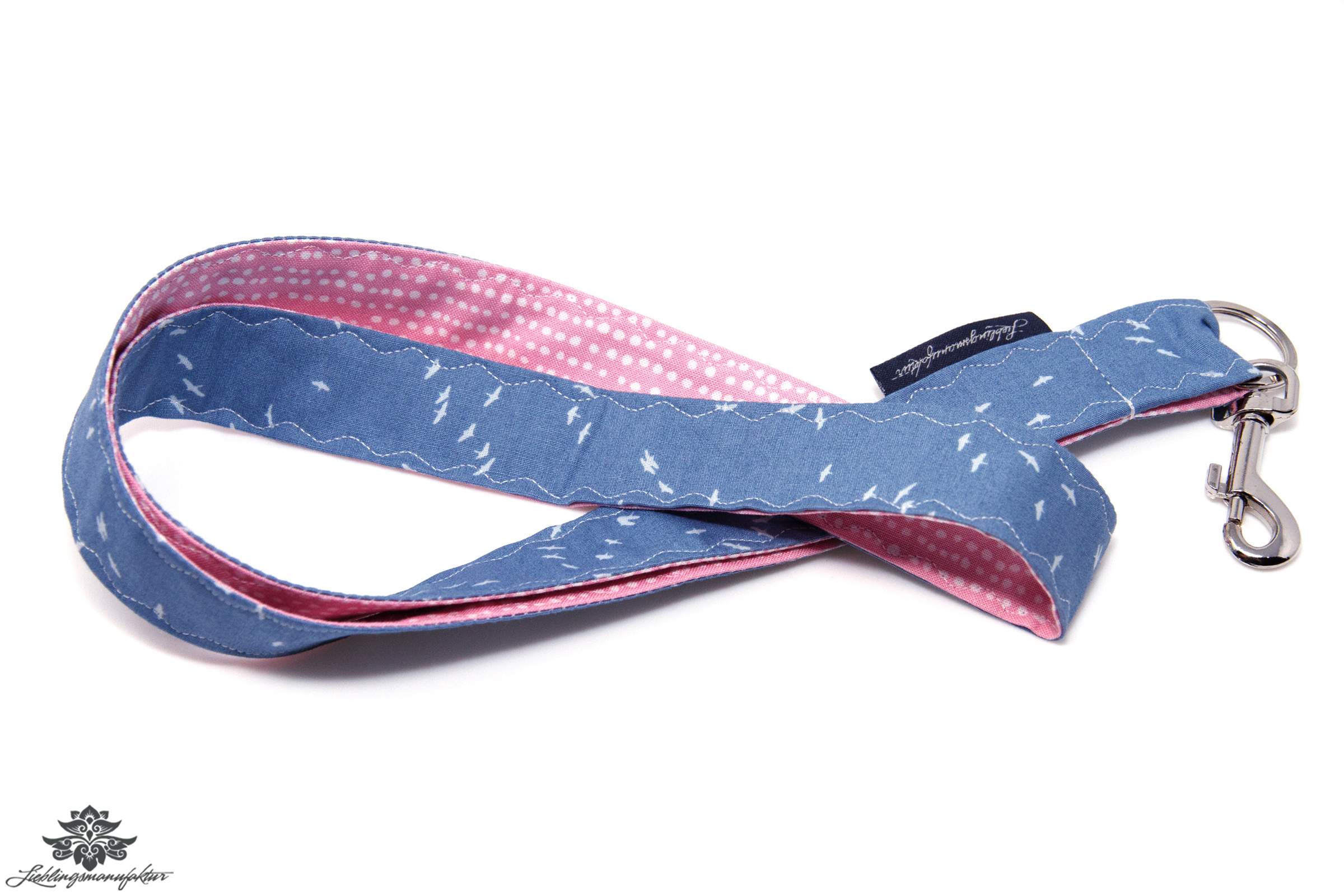 Schluesselband florales Muster rosa blau