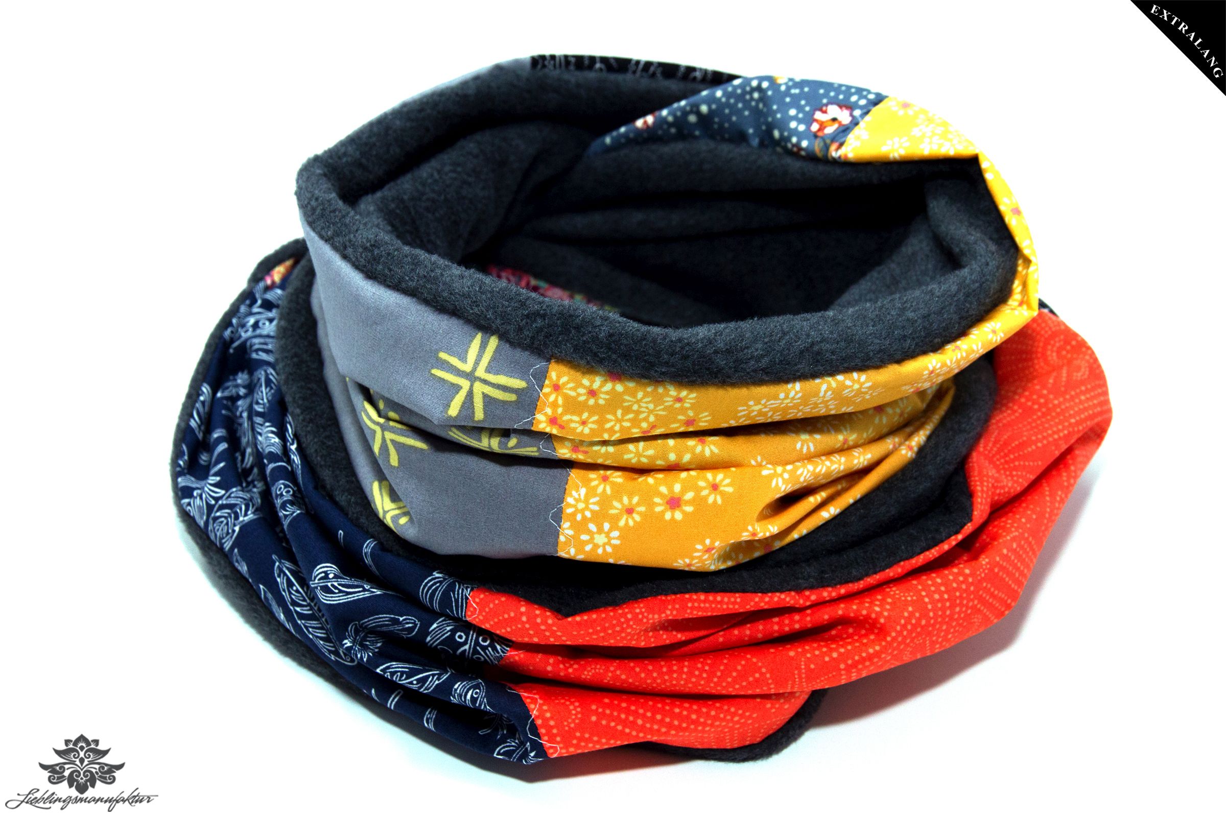 Winter Schal Damen grau bunt