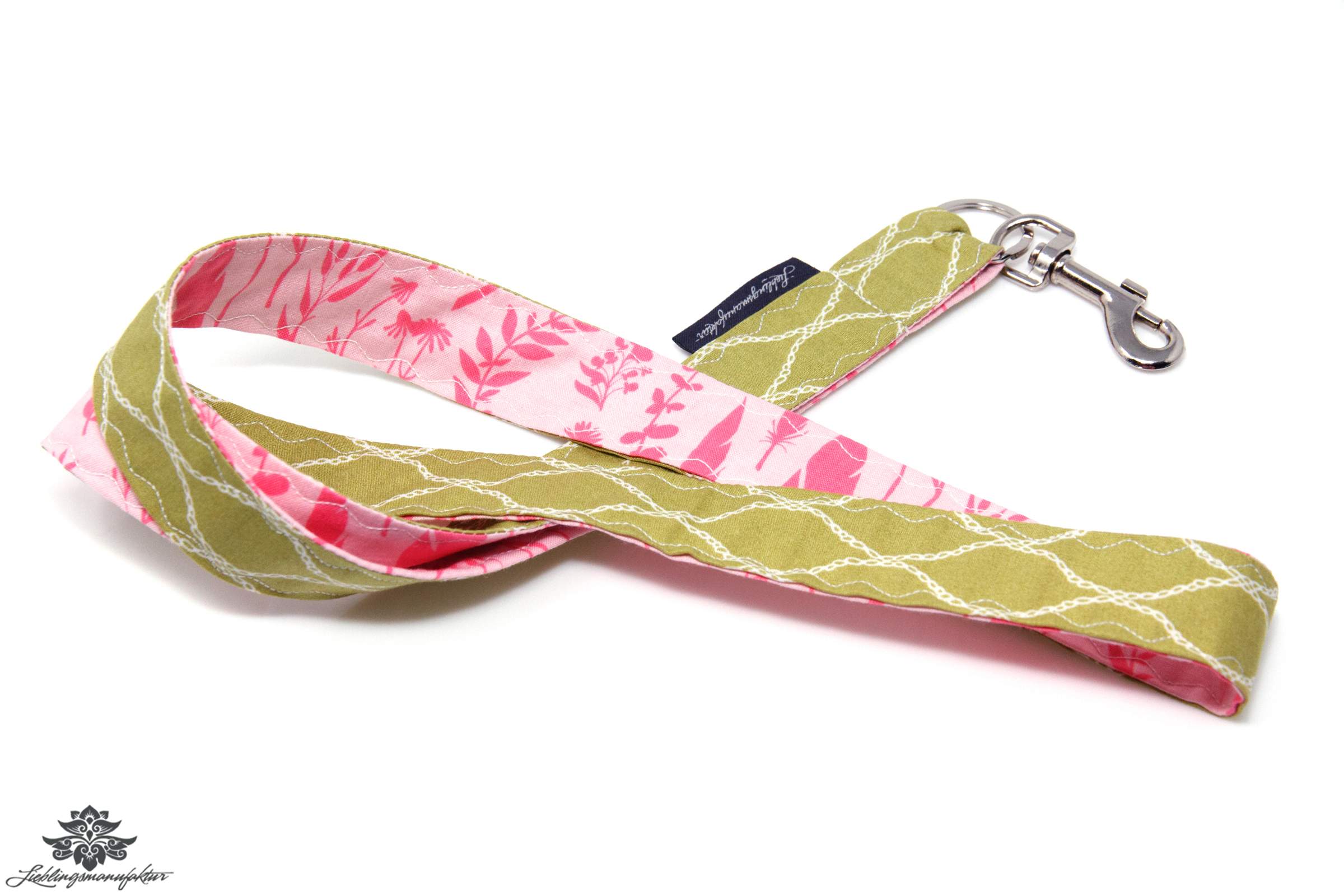Lanyard Blättermuster rosa hellgrün