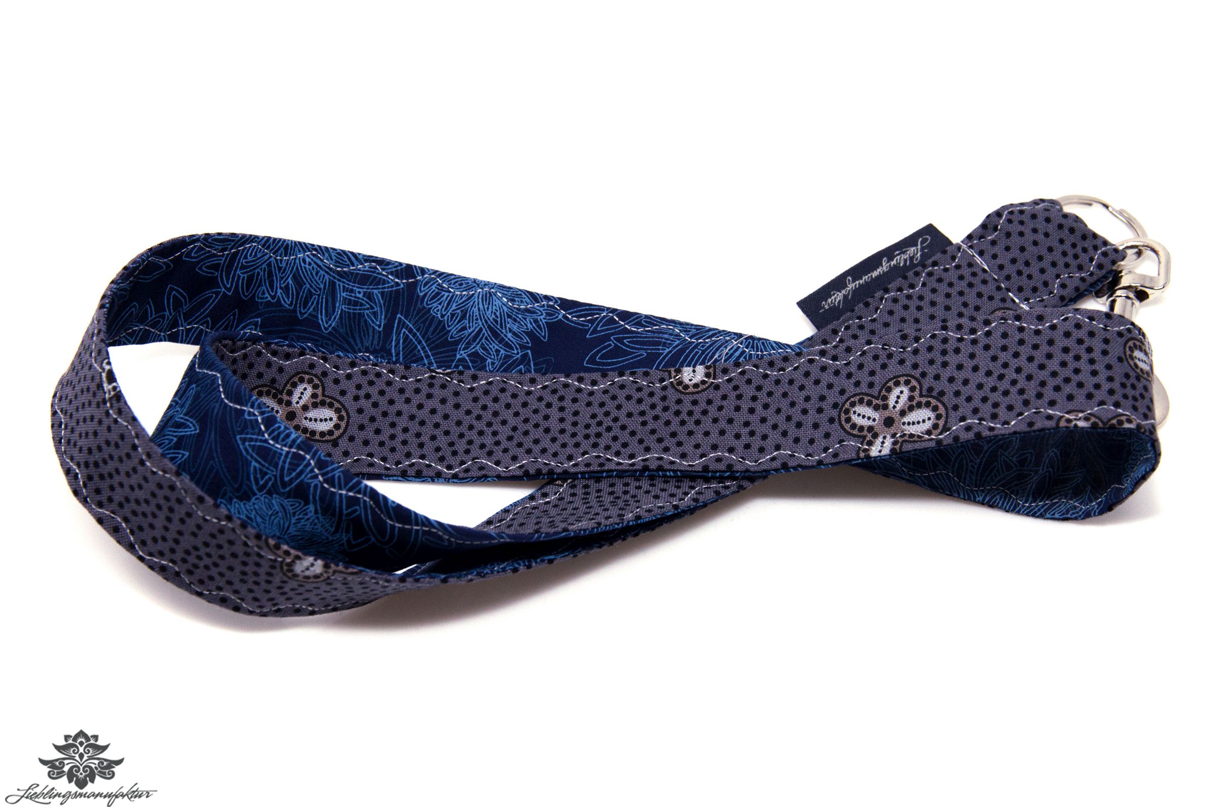 Lanyard Karabiner dunkelblau grau