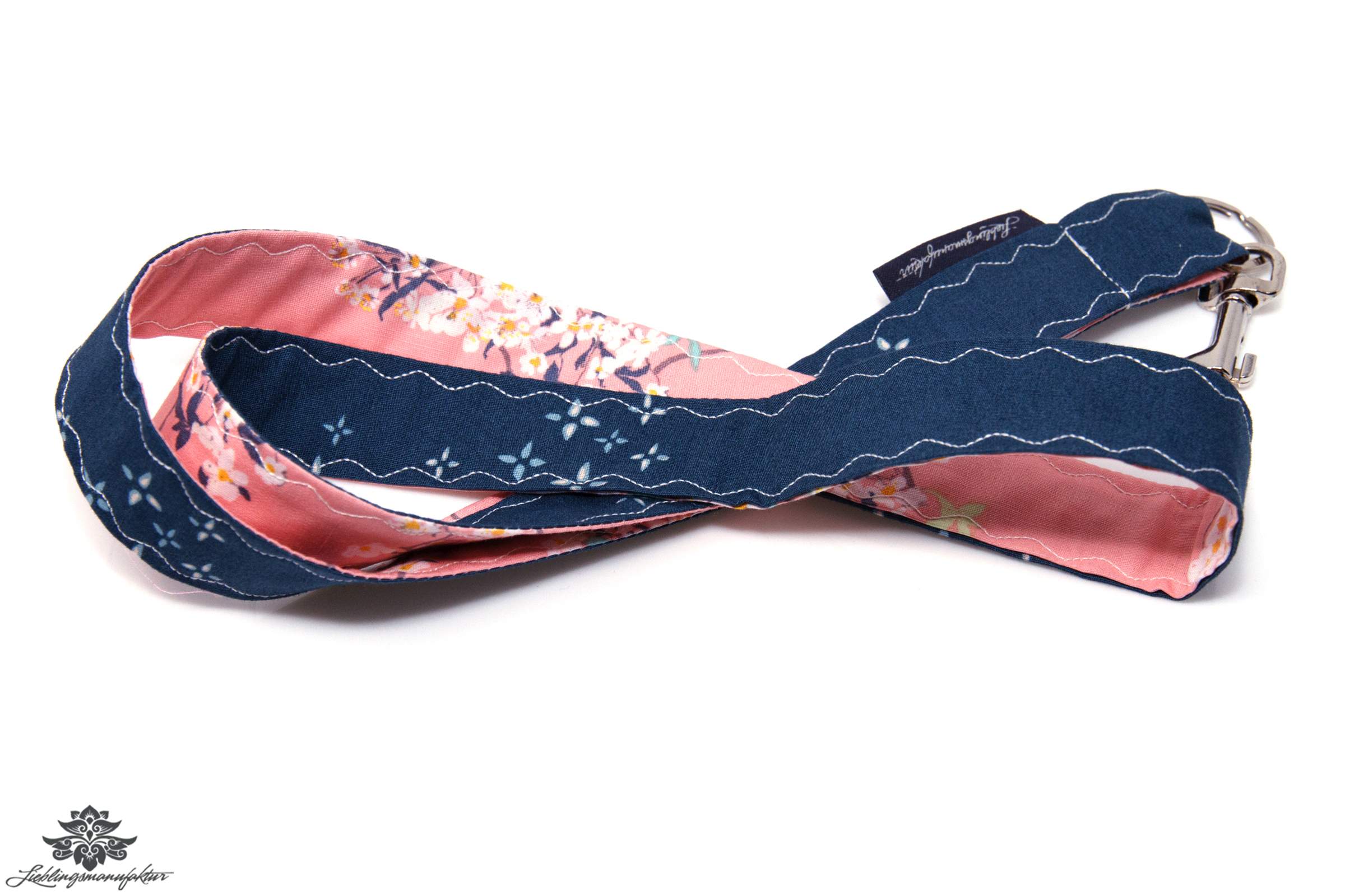 Lanyard Karabiner dunkelblau rosa
