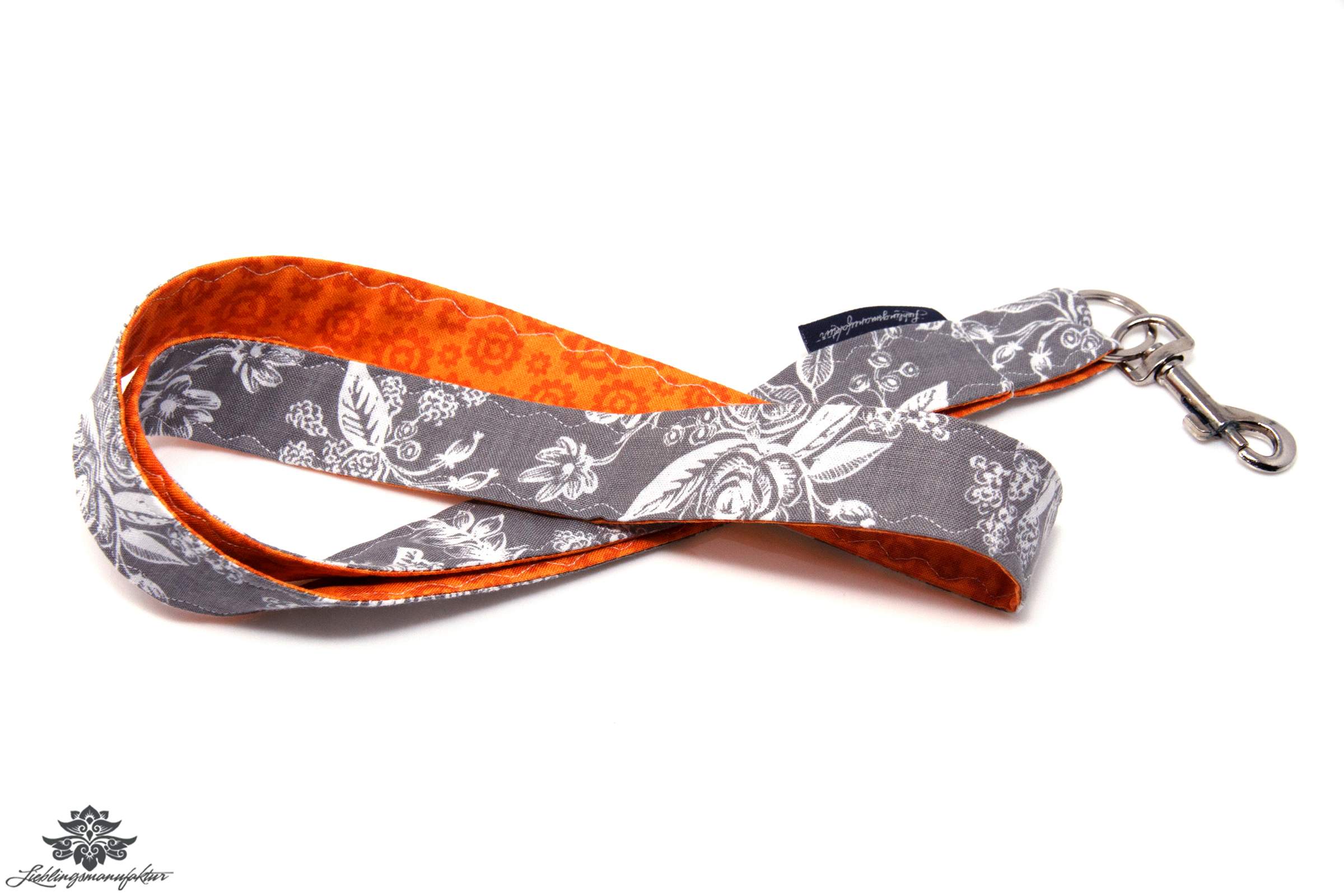 Lanyard Karabiner grau orange