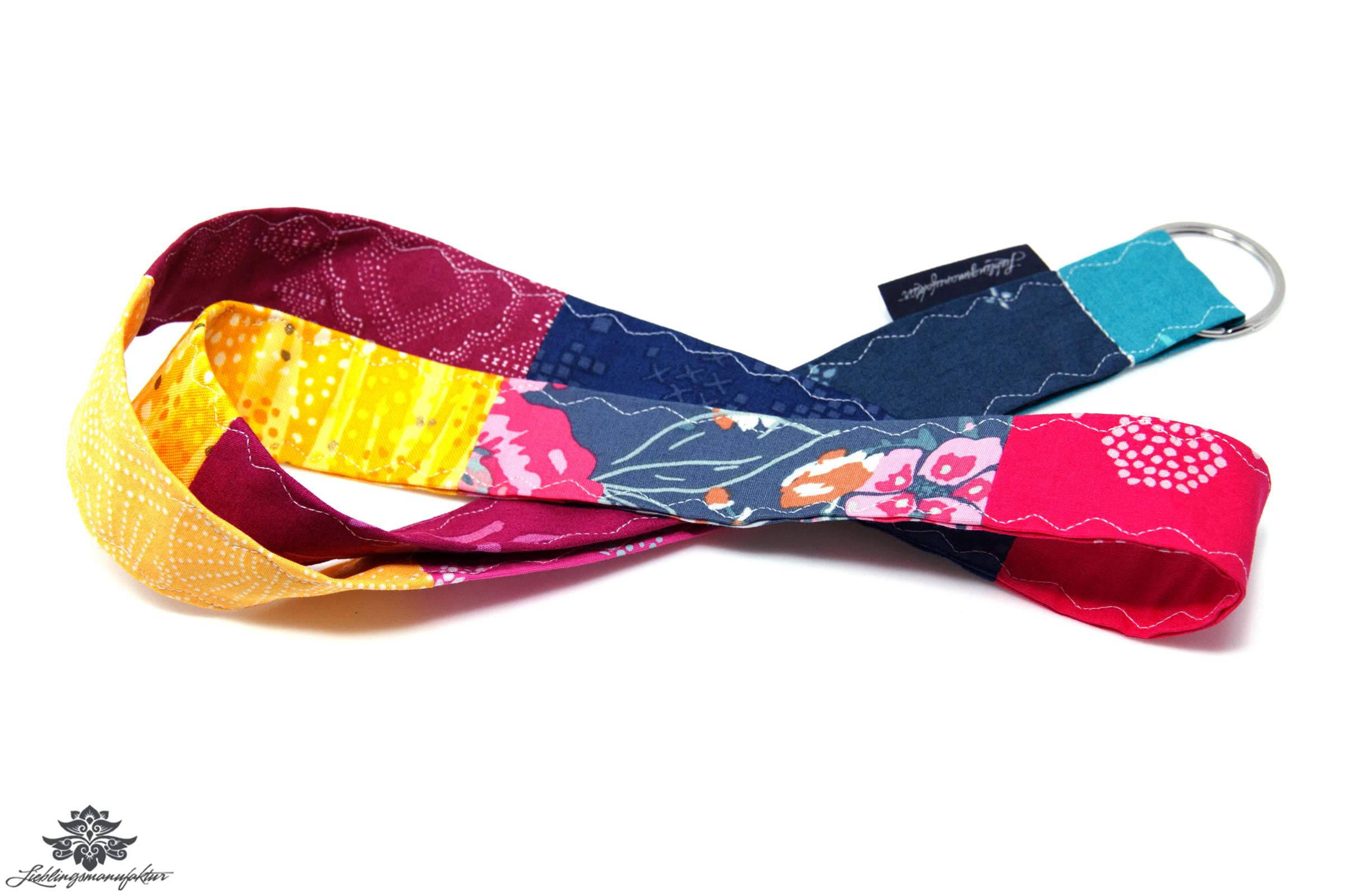 Lanyard Schlüsselband dunkelblau pink gelb