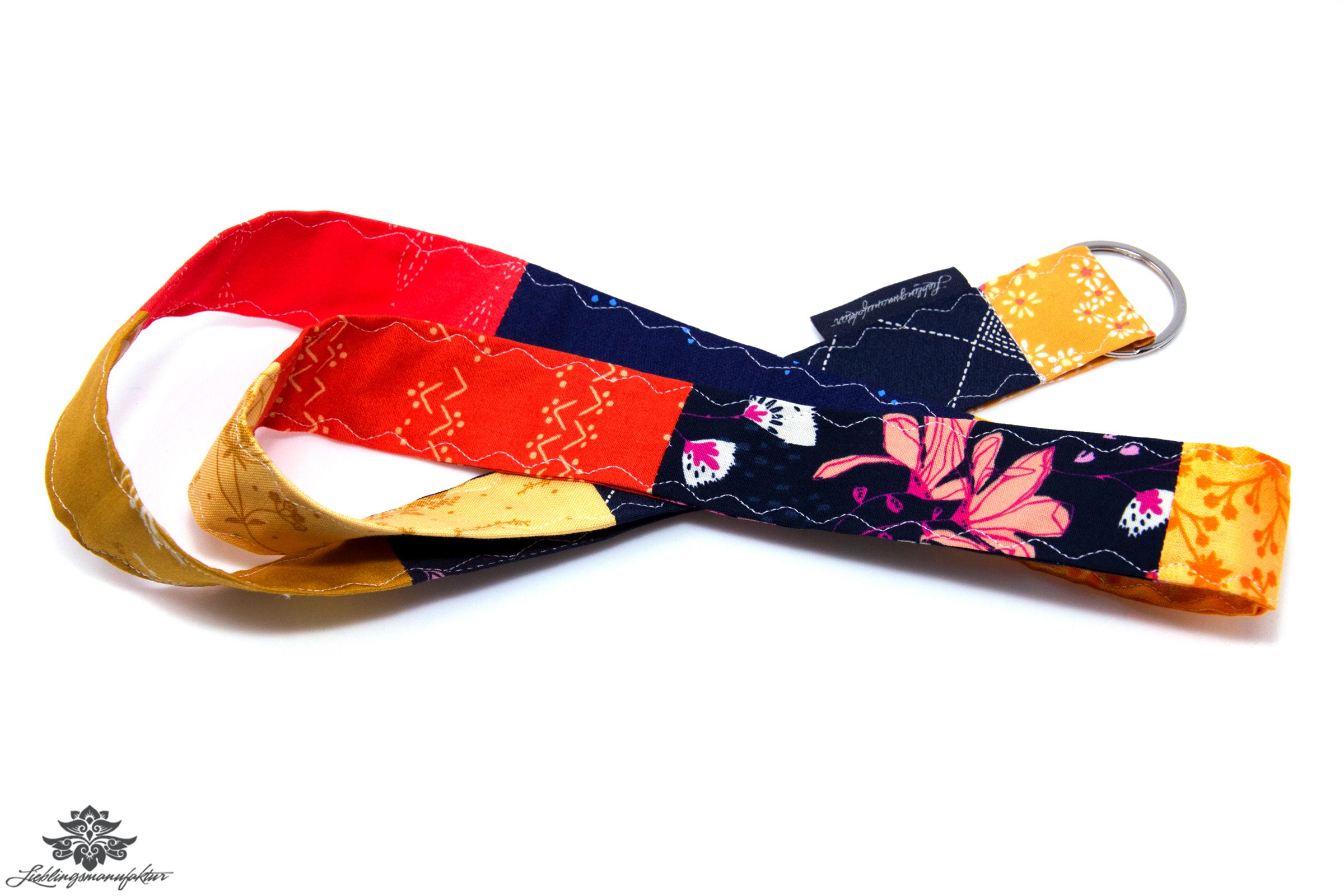 Lanyard Schlüsselband gelb orange dunkelblau