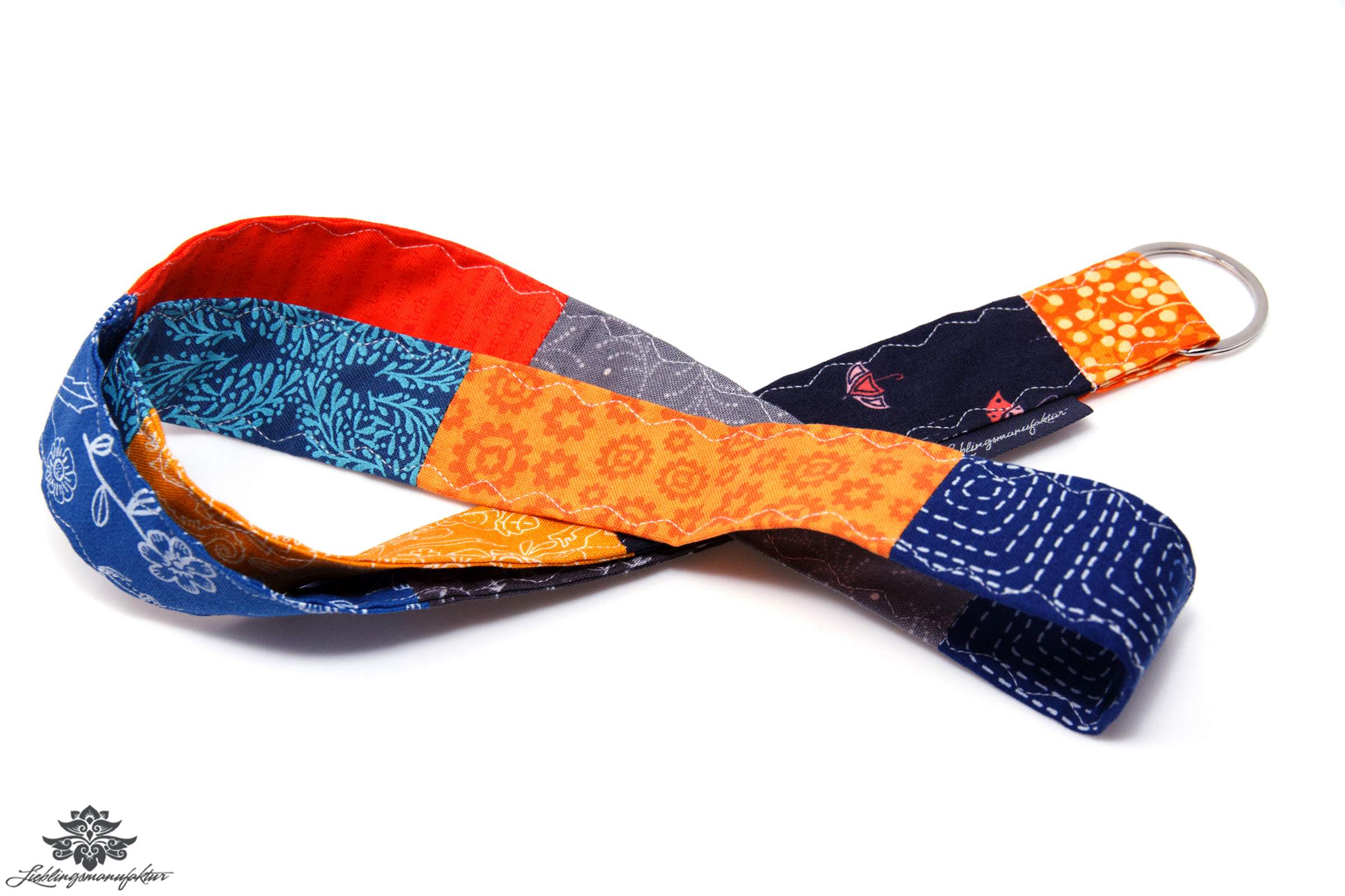 Lanyard Schlüsselband orange dunkelblau