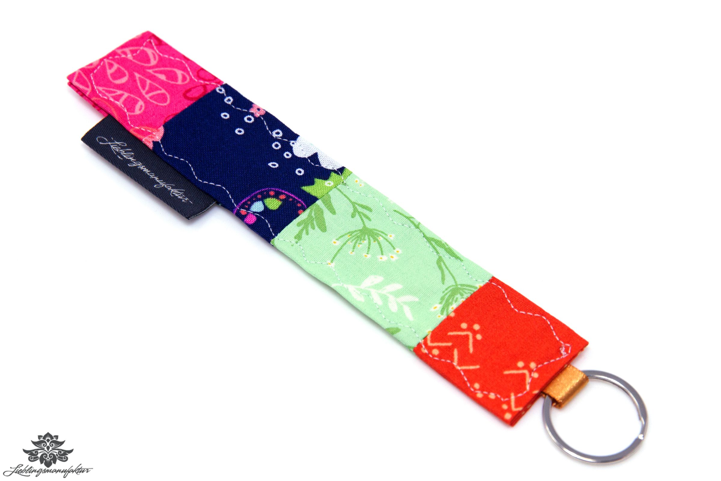 Schlüsselanhänger Stoff blau bunt