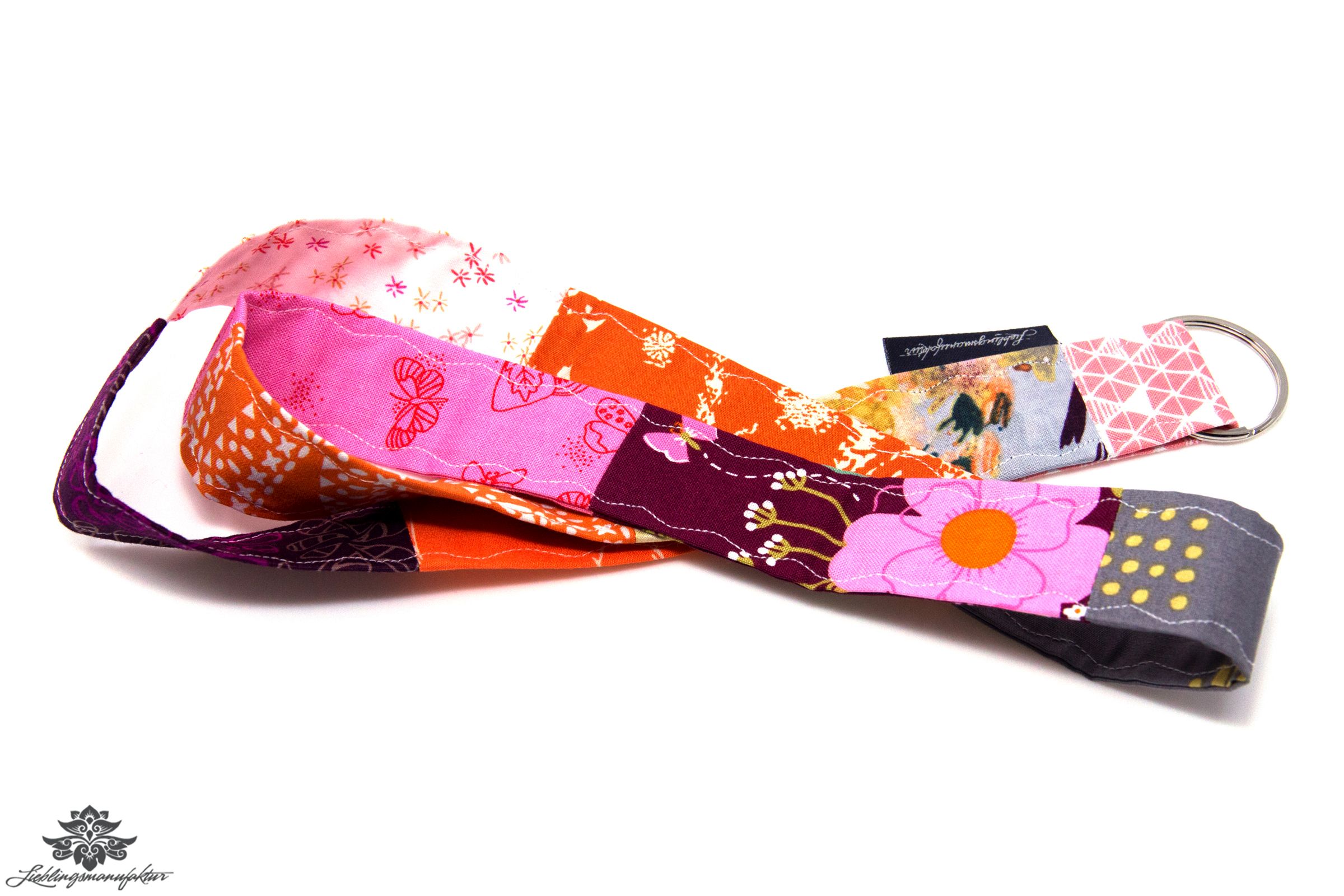 Schlüsselband Ausweishalter rosa grau orange