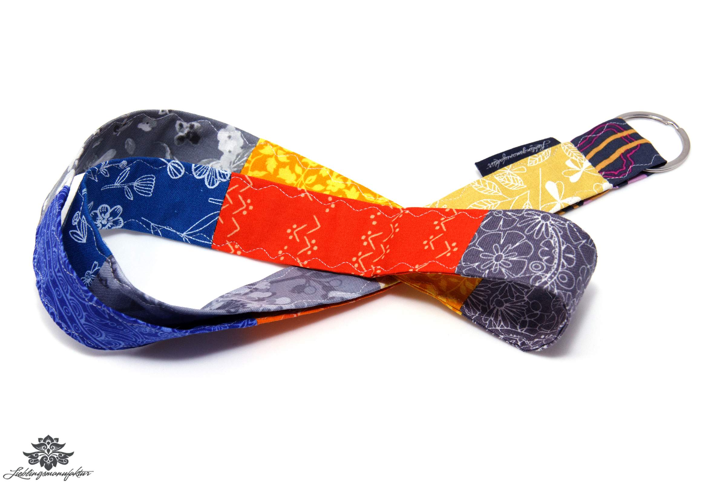Schlüsselband Lanyard gelb grau blau