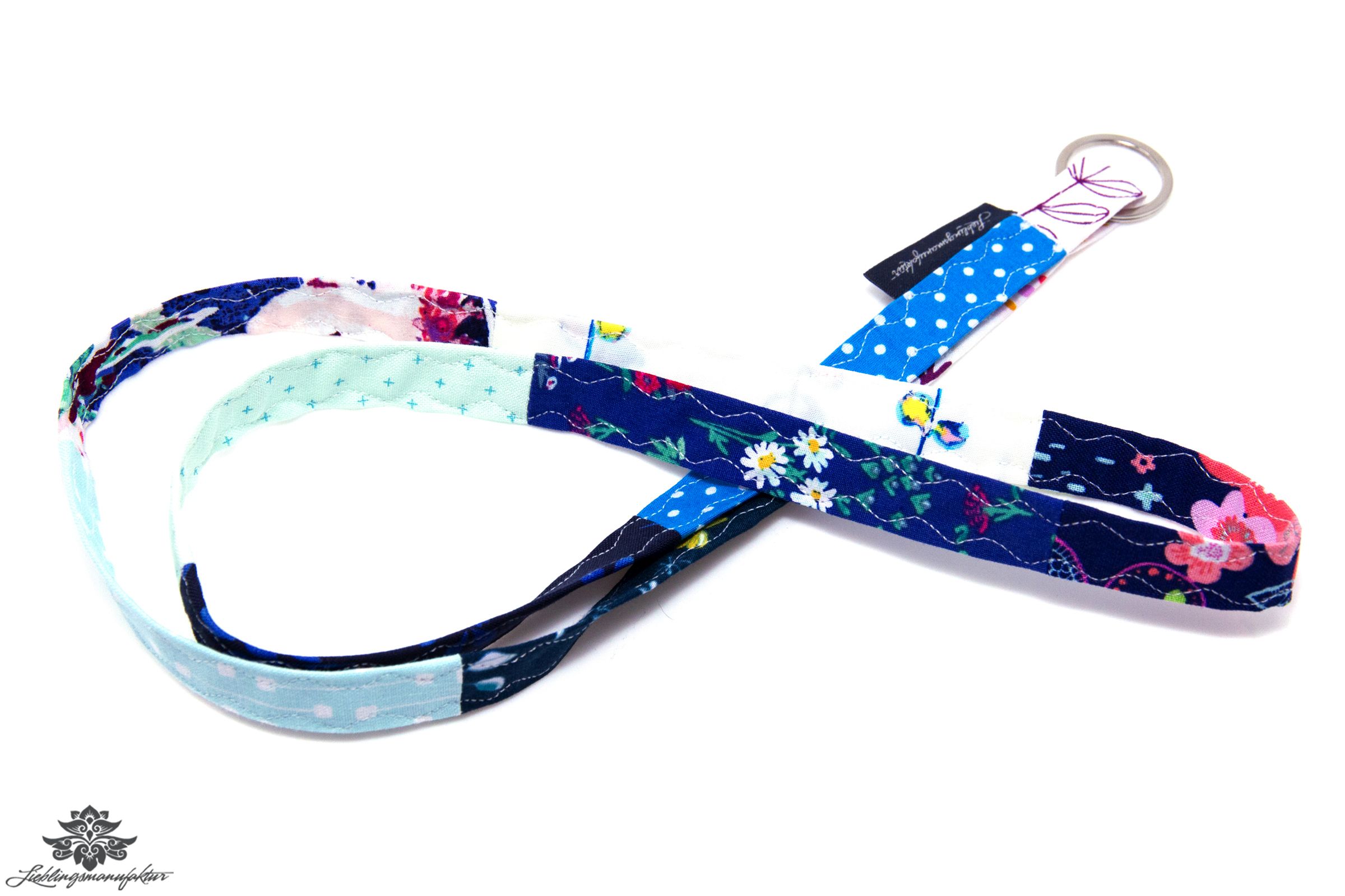 Schlüsselband dünn blau türkis bunt