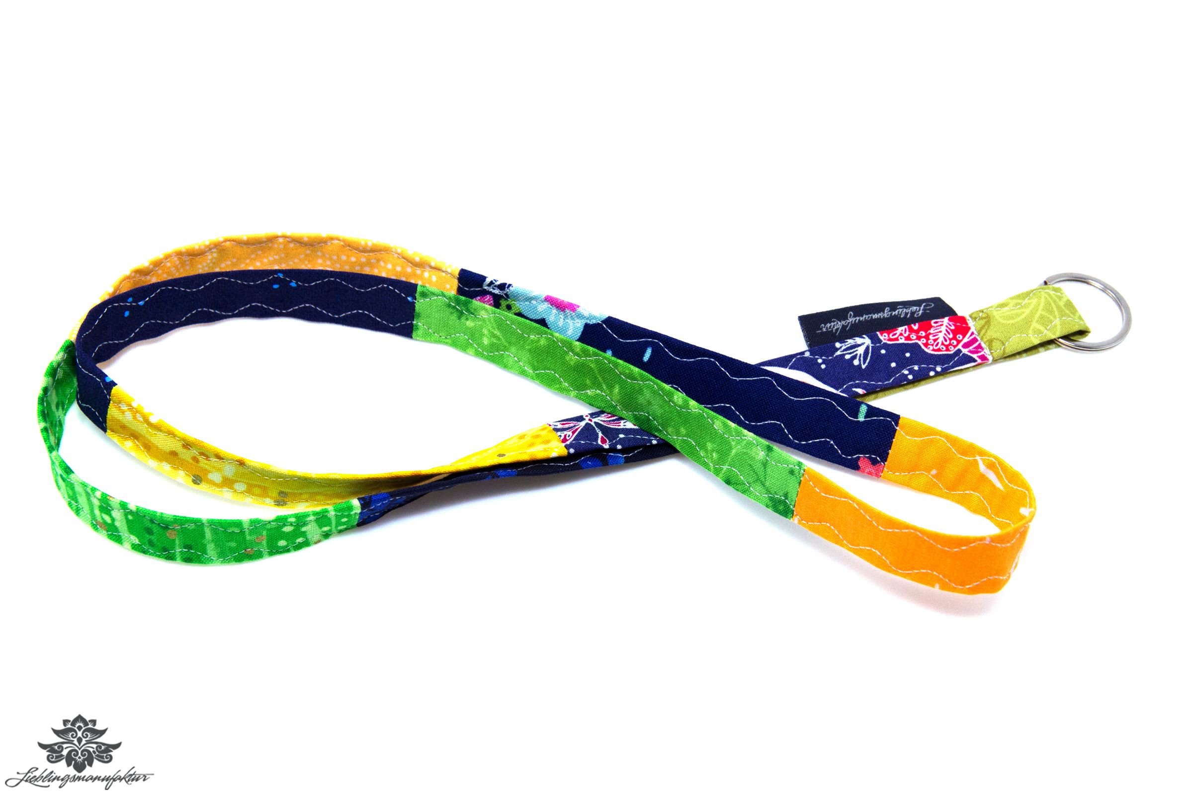 Schlüsselband dünn gelb blau