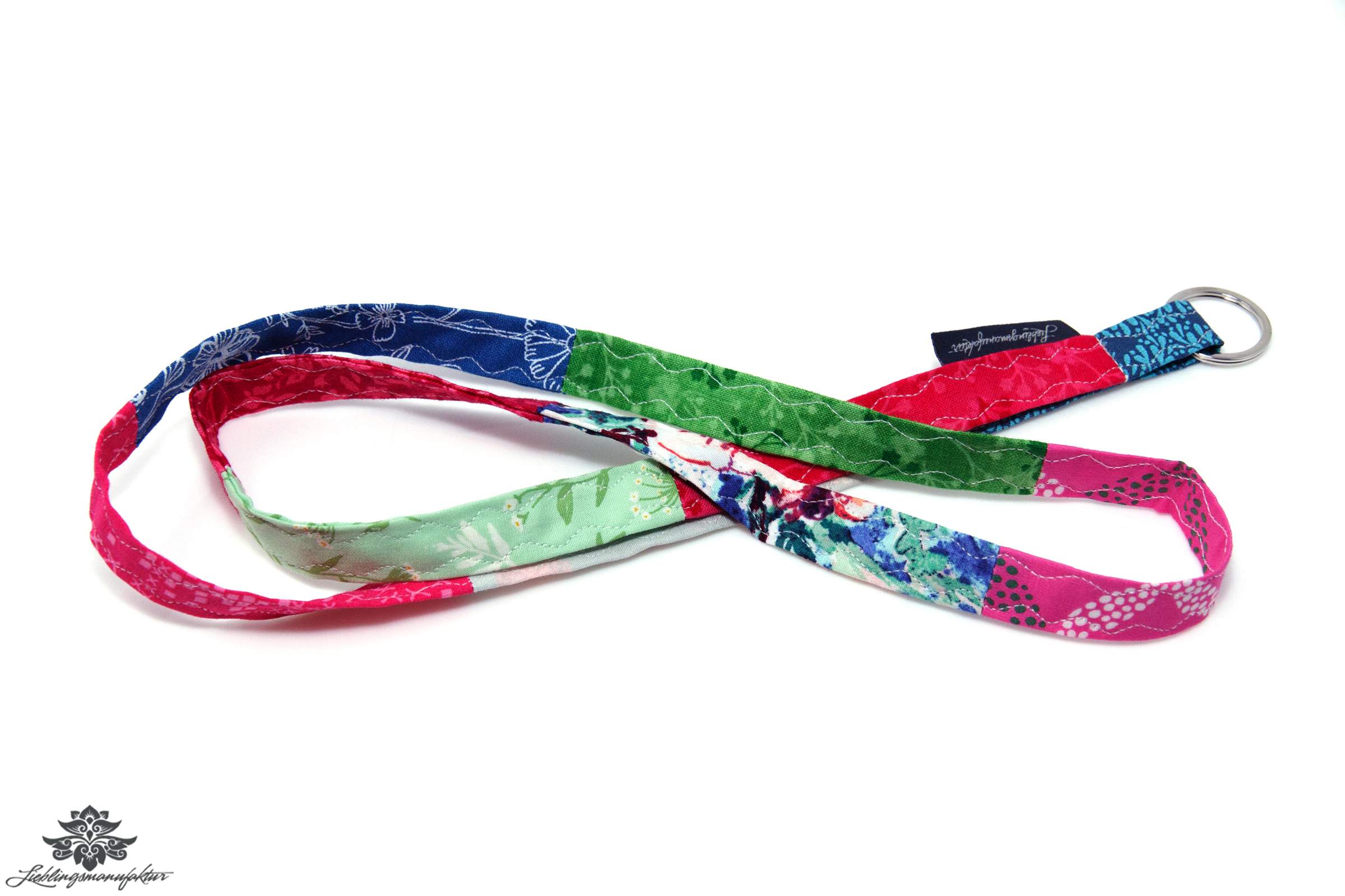 Schlüsselband dünn grün pink bunt