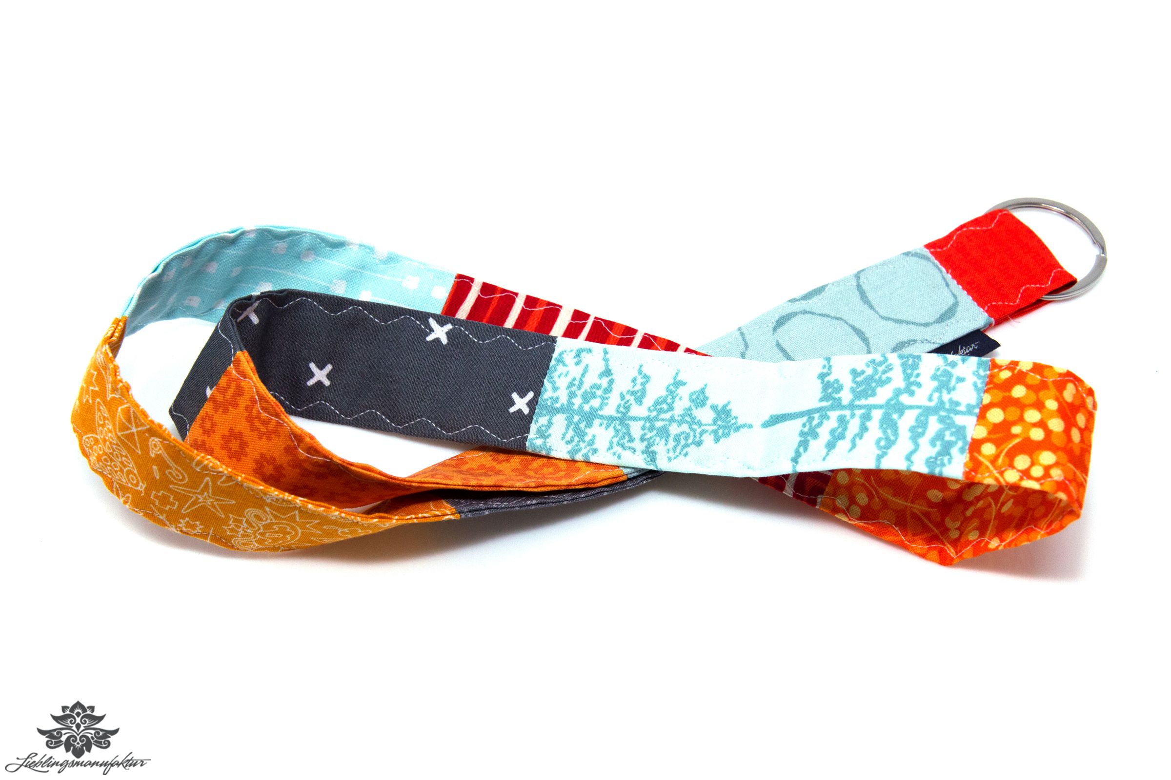 Schlüsselband hellblau orange