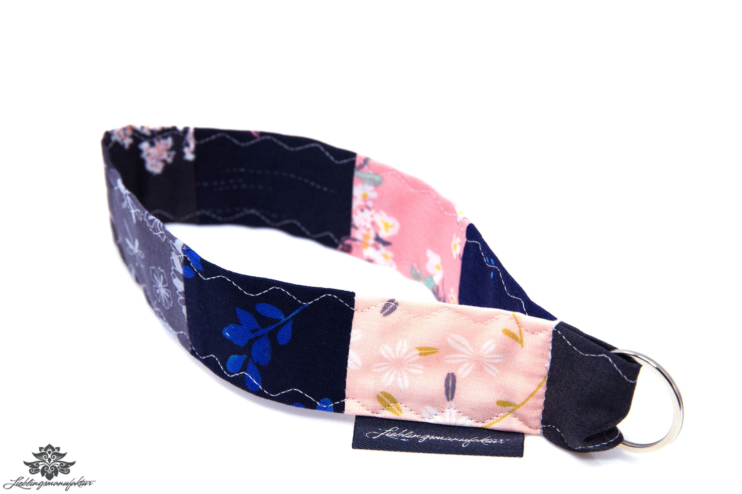 Schlüsselband kurz blau rosa grau