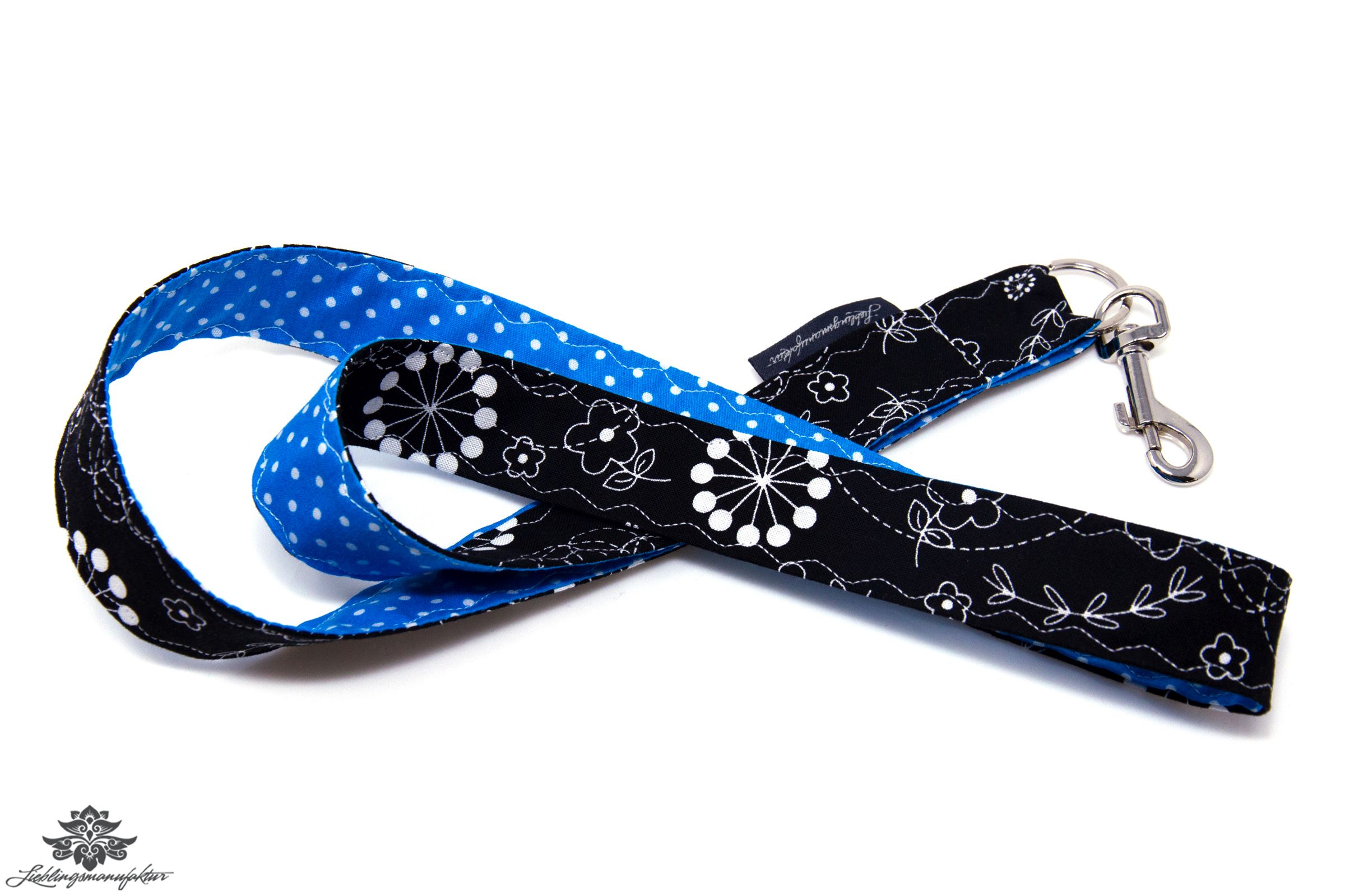 Schlüsselband mittelblau schwarz