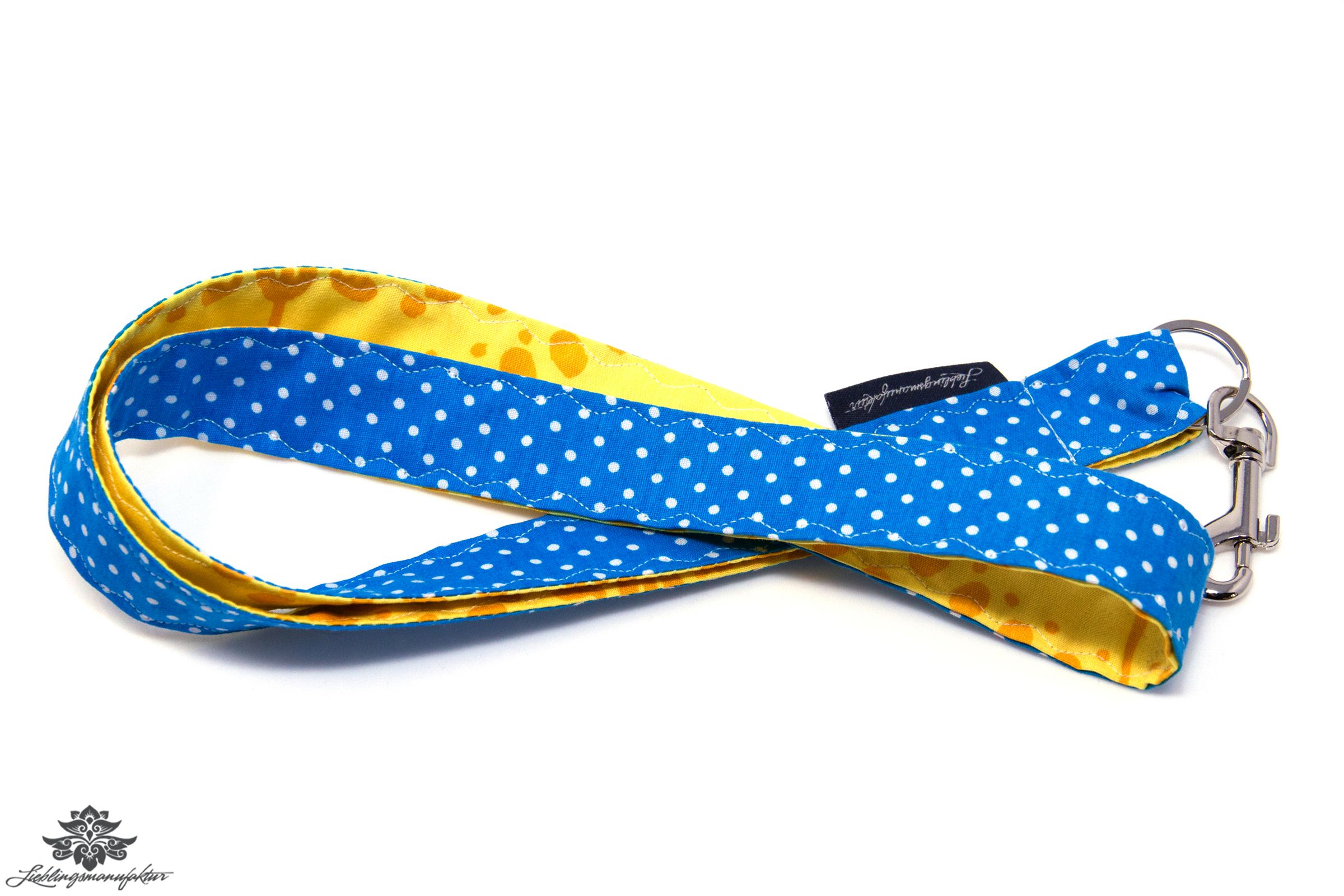 Schlüsselband Muster blau Punkte gelb