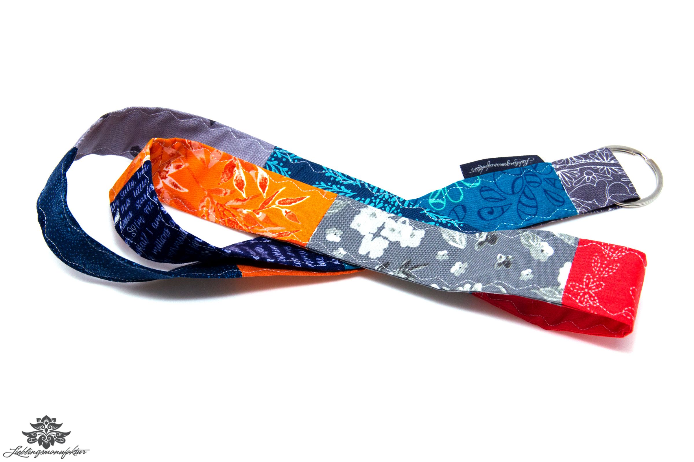 Schlüsselband orange türkis grau