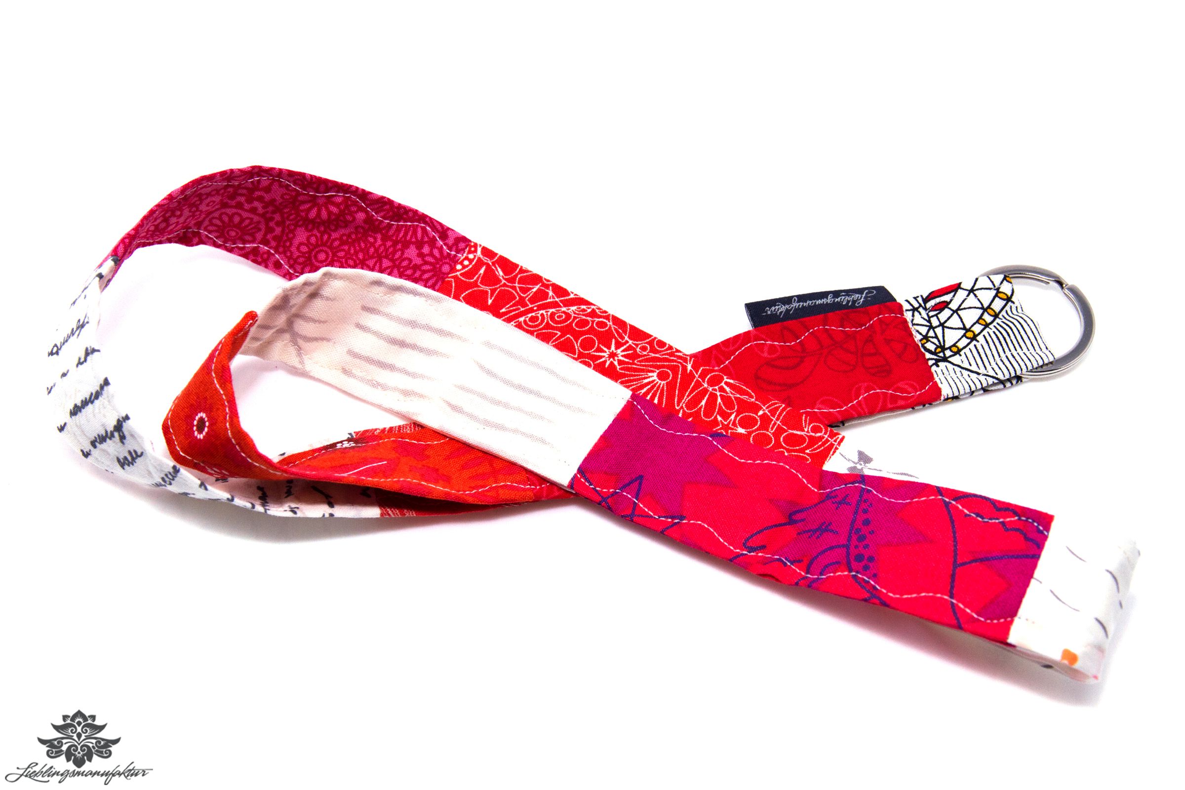 Schlüsselband rot weiss pink