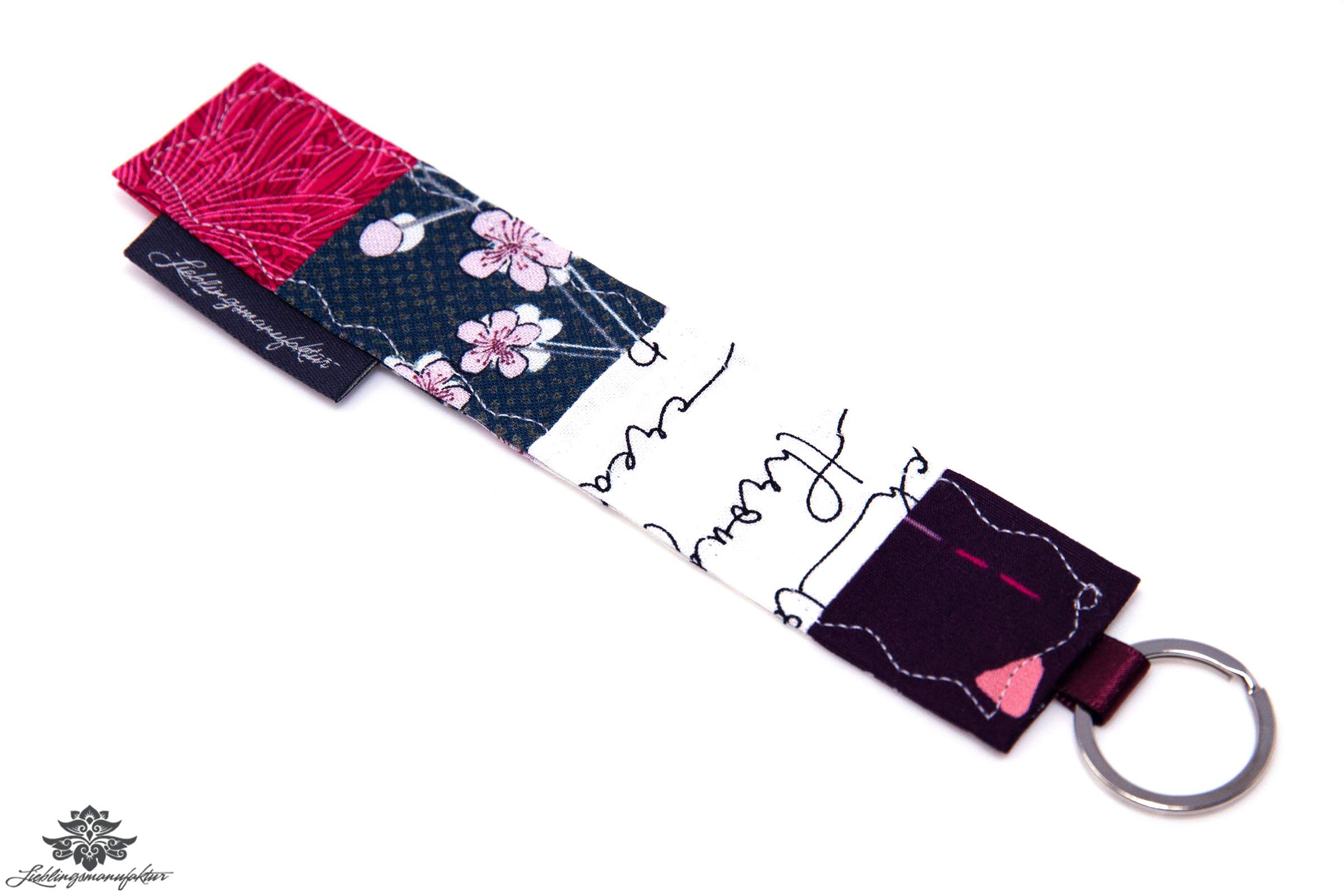 Schlüsselanhänger mit Blumenmuster aus Stoff | Bunte Anhänger